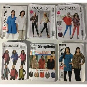 Sewing Patterns Mixed 6 Lot Womens Tops Size Lg X-Lg 2XL New Uncut A8